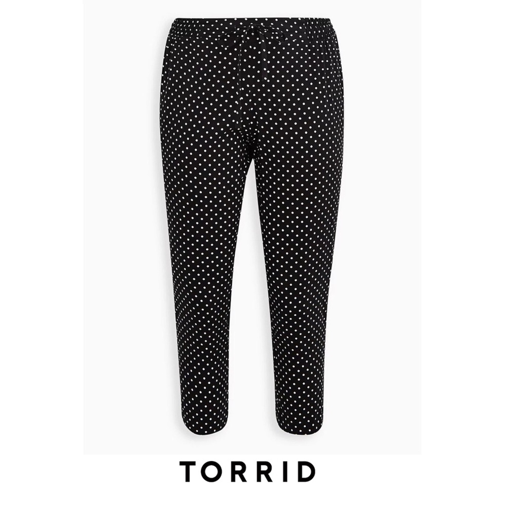 NEW TORRID RELAXED TAPER CHALLIS HIGH-RISE TIE-FRONT DOTTED PANT